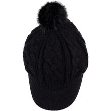 Load image into Gallery viewer, Women&#39;s Cable Ribbed Fleece Lined Newsboy Cabbie Cap
