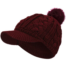 Load image into Gallery viewer, Women&#39;s Cable Ribbed Fleece Lined Newsboy Cabbie Cap
